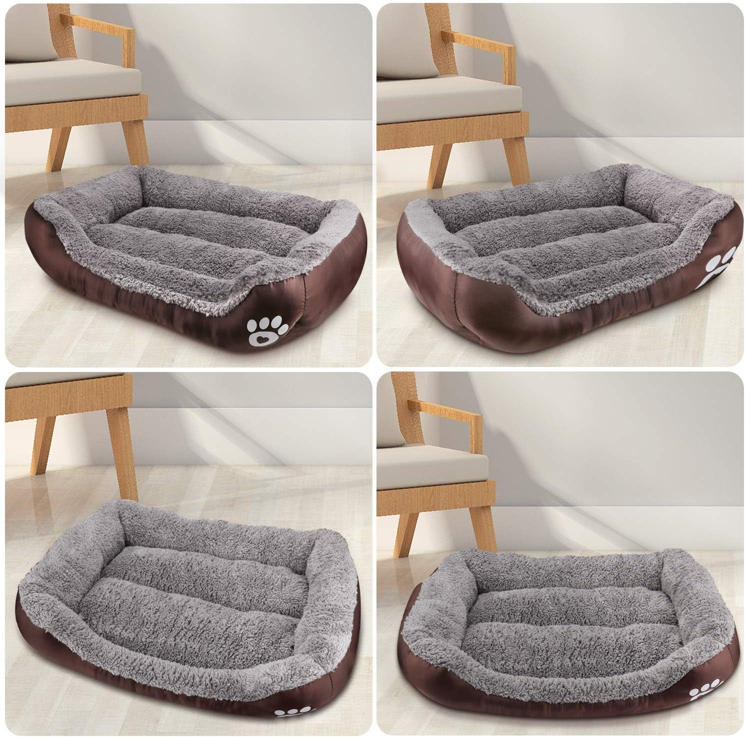 Dog Bed, Super Soft Pet Sofa Cats Bed, Non Slip Bottom Pet Lounger,Self Warming and Breathable Pet Bed Premium Bedding (S)-Coffee
