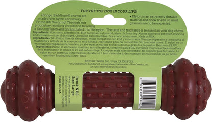 Bongo Barkbone - Nylon Dog Bone for Aggressive Chewers - Prime Rib Flavor - Large