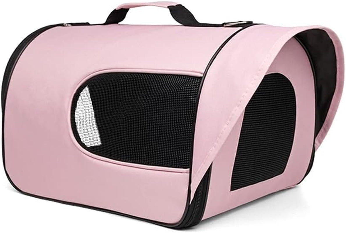 Pet Carry Bag Folding Portable Pet Backpack Cats Dogs Rubber Breathable Net Pet Supplies Small Dogs Travel Bag Pet Supplies (Color : Pink)