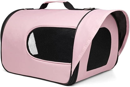 Pet Carry Bag Folding Portable Pet Backpack Cats Dogs Rubber Breathable Net Pet Supplies Small Dogs Travel Bag Pet Supplies (Color : Pink)