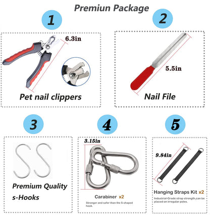 QITEEYSA Dog Grooming Hammock Dog Grooming Harness Pet Grooming Hammock Restraint Bag 5 Pcs Pet Grooming Hammocks Kit with Nail Clippers/Trimmer Nail File Bathing Washing Grooming Q01 (Small, Pink)
