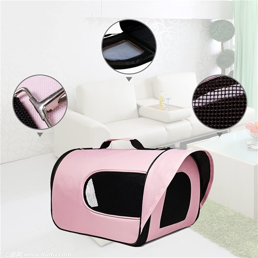 Pet Carry Bag Folding Portable Pet Backpack Cats Dogs Rubber Breathable Net Pet Supplies Small Dogs Travel Bag Pet Supplies (Color : Pink)
