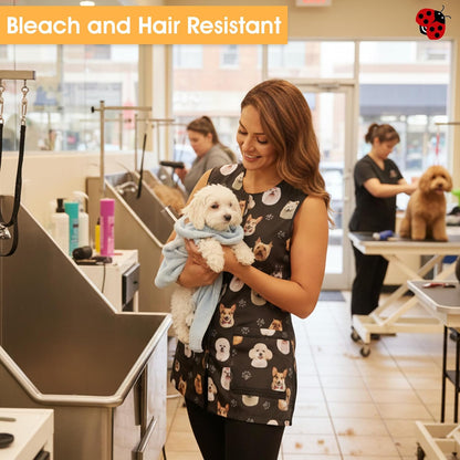 706 Dog Breed Head Waterproof Pet Grooming Vest for Pet Groomers