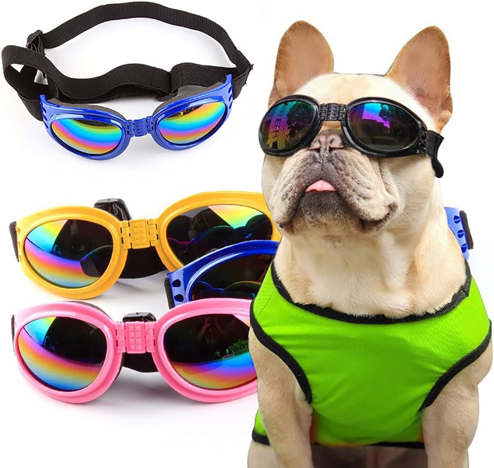 2Pcs Foldable Pet Dog Glasses Medium Large Dog Pet Glasses Pet Eyewear Dog Goggles Sunglasses (Dog Sunglasses Black + Red), 17Cm*15Cm/6.7*5.9Inch