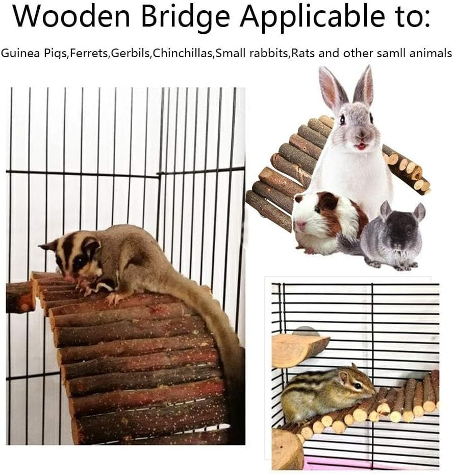Bunny Extra Large Ladder, 11.8 in X 20 in Wooden DIY Toy Rodents Chewing & Climbing Bridge Chinchillas Cage Tunnel/Hideout/Hut/Ramp/Divider for Small Animal Guinea Pig