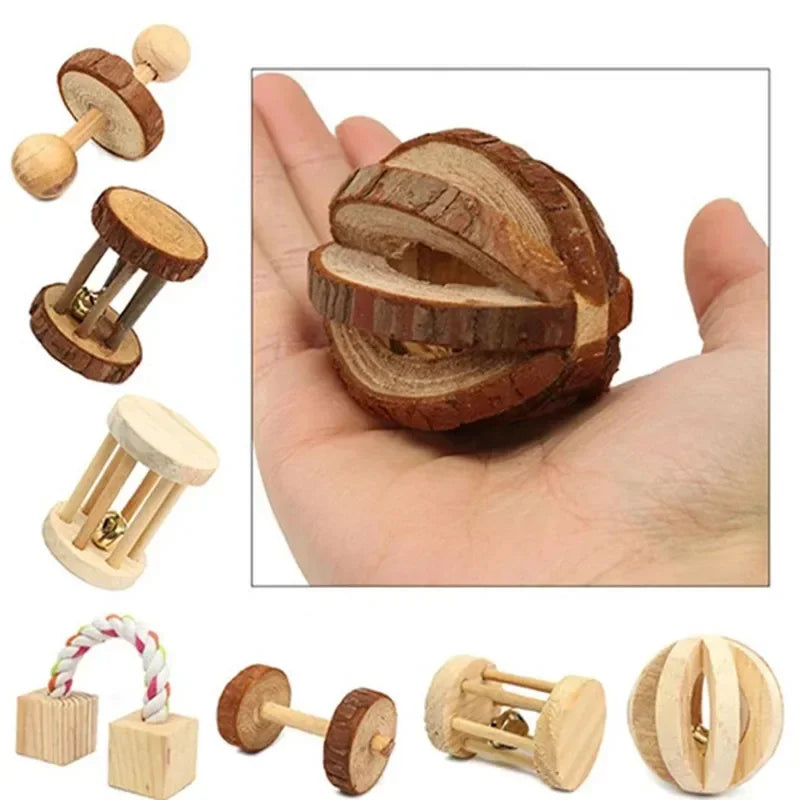 1Pc Hamster Toys Rat Toys Chinchilla Toys Hamster Chew Toys Cage Accessories Apple Wood Sticks Ladder Bell Roller for Gerbil Guinea Pigs and Other Small Animal