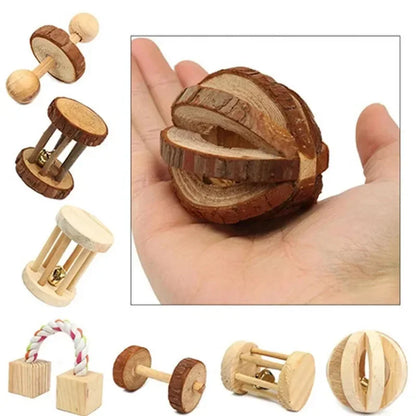1Pc Hamster Toys Rat Toys Chinchilla Toys Hamster Chew Toys Cage Accessories Apple Wood Sticks Ladder Bell Roller for Gerbil Guinea Pigs and Other Small Animal