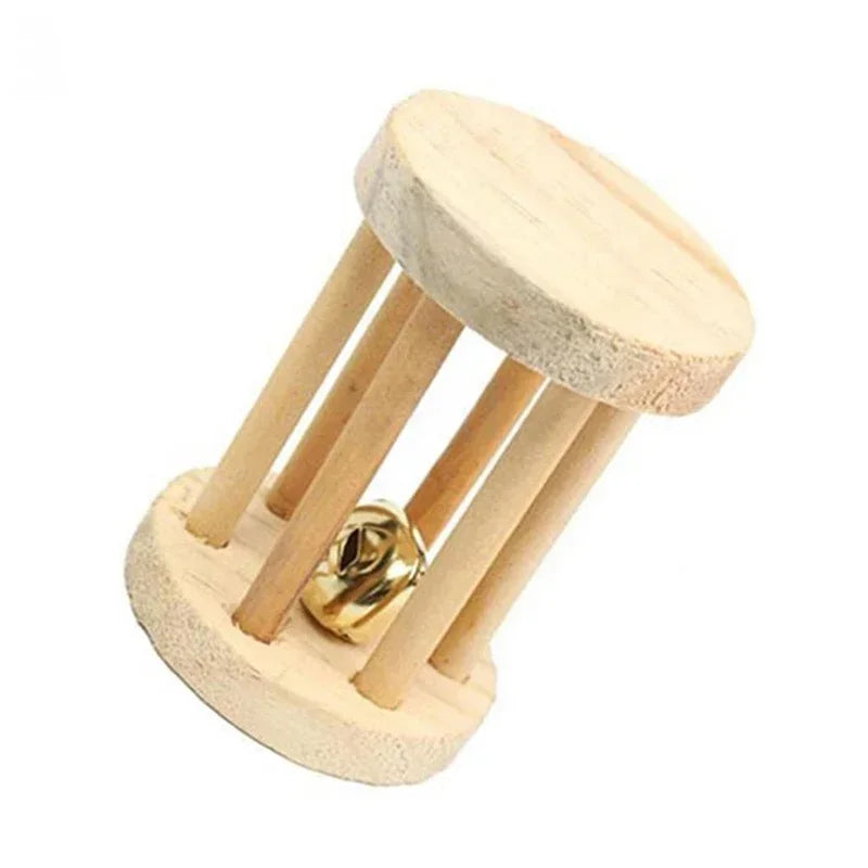 1Pc Hamster Toys Rat Toys Chinchilla Toys Hamster Chew Toys Cage Accessories Apple Wood Sticks Ladder Bell Roller for Gerbil Guinea Pigs and Other Small Animal