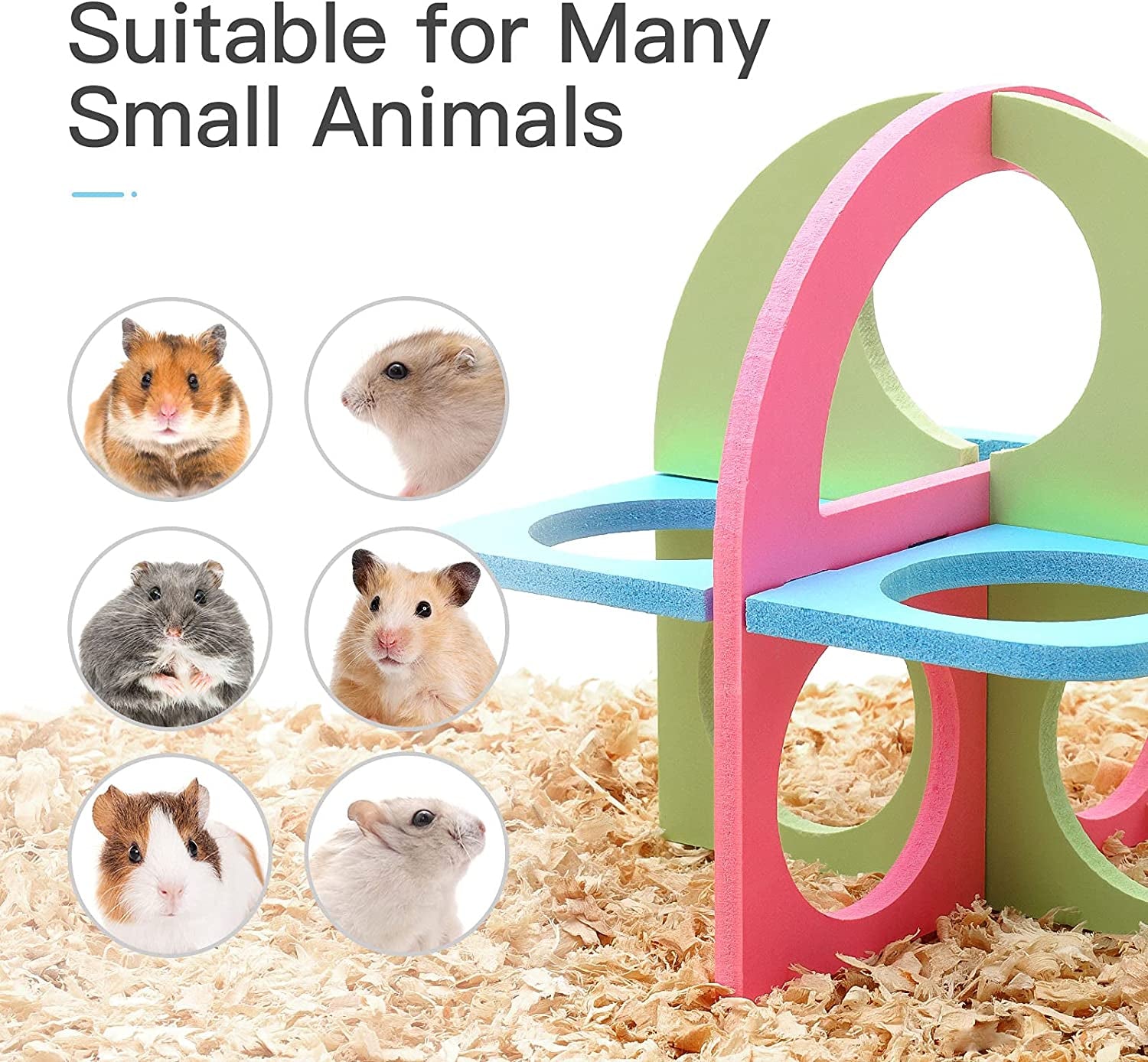 Hamster Exercise Wheel Hamster Chew Toys Hamster Accessories with 2 in 1 Hamster Water Bottle 7 Pack (Blue)