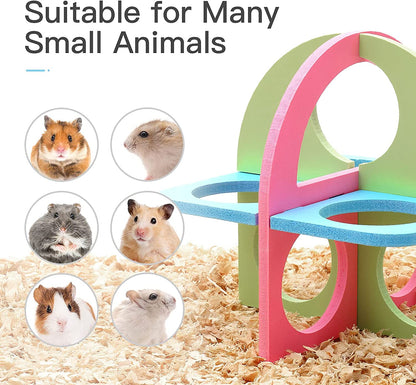 Hamster Exercise Wheel Hamster Chew Toys Hamster Accessories with 2 in 1 Hamster Water Bottle 7 Pack (Blue)