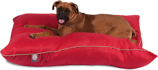 Rectangle Large Dog Bed Washable – Non Slip Comfy Pet Bed – Dog Crate Bed Super Value Pillow Dog Bed – Dog Kennel Bed for Sleeping - Dog Bed Large Breed 46 X 35 Inch – Solid Red