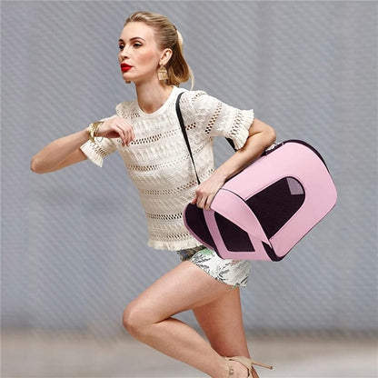 Pet Carry Bag Folding Portable Pet Backpack Cats Dogs Rubber Breathable Net Pet Supplies Small Dogs Travel Bag Pet Supplies (Color : Pink)