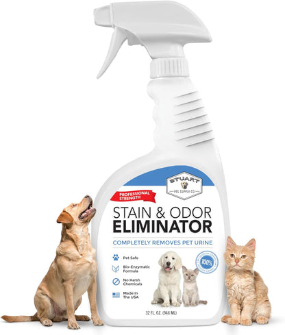 Professional Strength Pet Stain and Odor Eliminator Urine Odor Remover Pet Urine Enzyme Cleaner Enzymatic Cleaner for Dog Urine and Cat Urine Pet Odor Eliminator (32 Oz.)