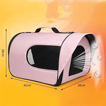 Pet Carry Bag Folding Portable Pet Backpack Cats Dogs Rubber Breathable Net Pet Supplies Small Dogs Travel Bag Pet Supplies (Color : Pink)
