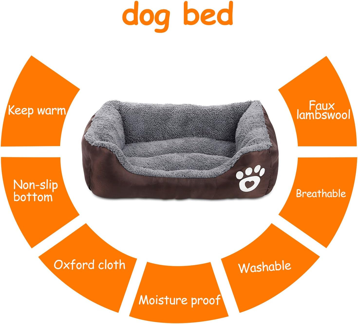 Dog Bed, Super Soft Pet Sofa Cats Bed, Non Slip Bottom Pet Lounger,Self Warming and Breathable Pet Bed Premium Bedding (S)-Coffee