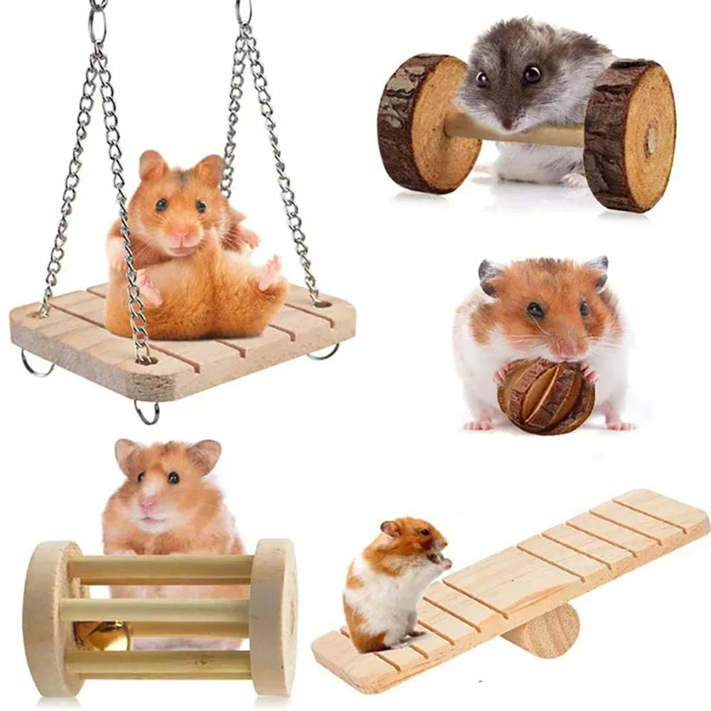1Pc Hamster Toys Rat Toys Chinchilla Toys Hamster Chew Toys Cage Accessories Apple Wood Sticks Ladder Bell Roller for Gerbil Guinea Pigs and Other Small Animal