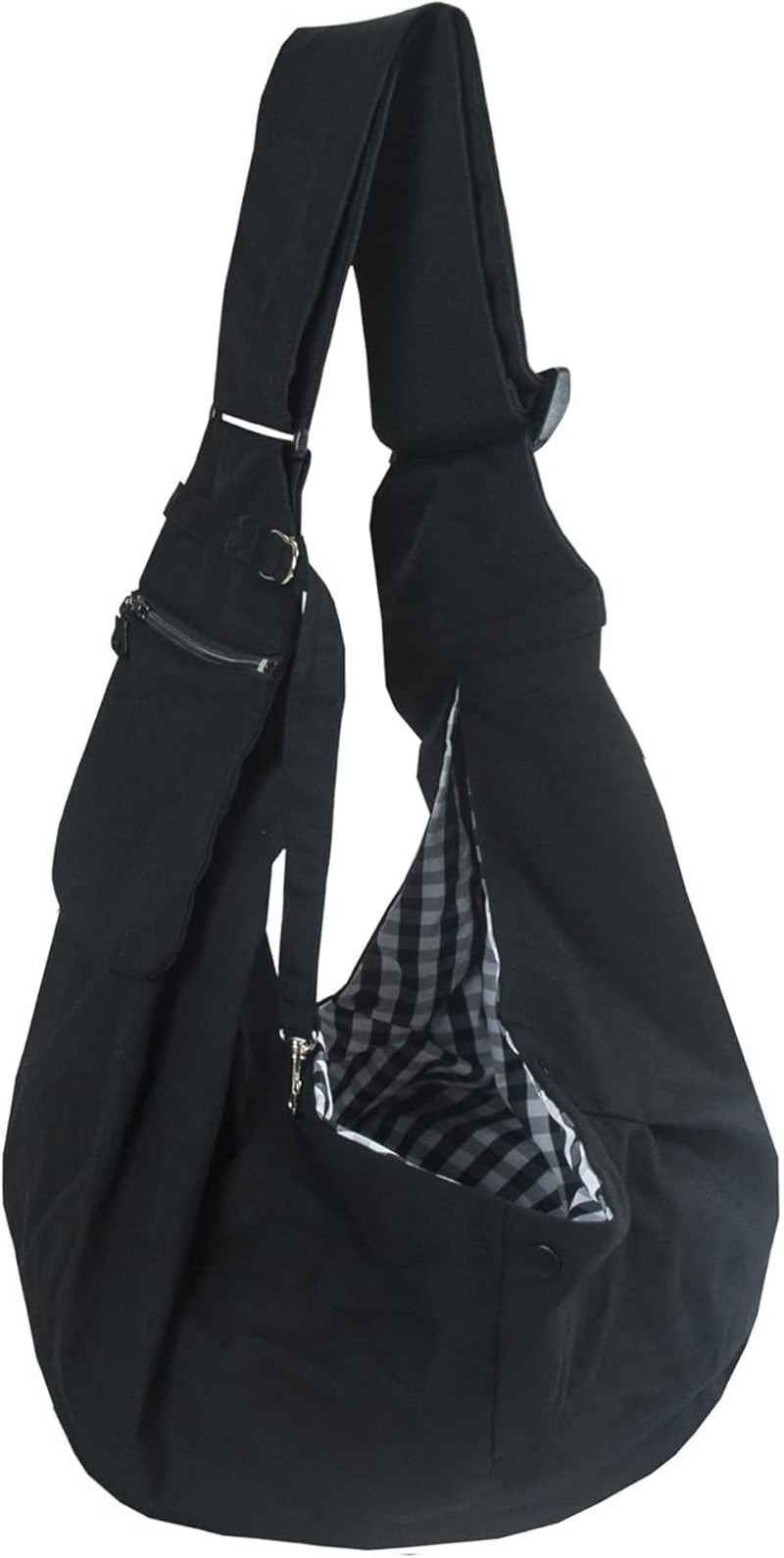 Pet Sling Carrier Adjustable Shoulder Strap Puppy Tote Hands Free Reversible Pet Backpack for Outdoor Travel Black