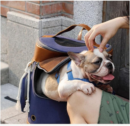 Pet Carry Bag Portable Travel Pet Backpack Pet Shoulder Bag Cat Dog Cage Breathable Tourist Walk Pet Supplies Pet Supplies (Color : Blue)
