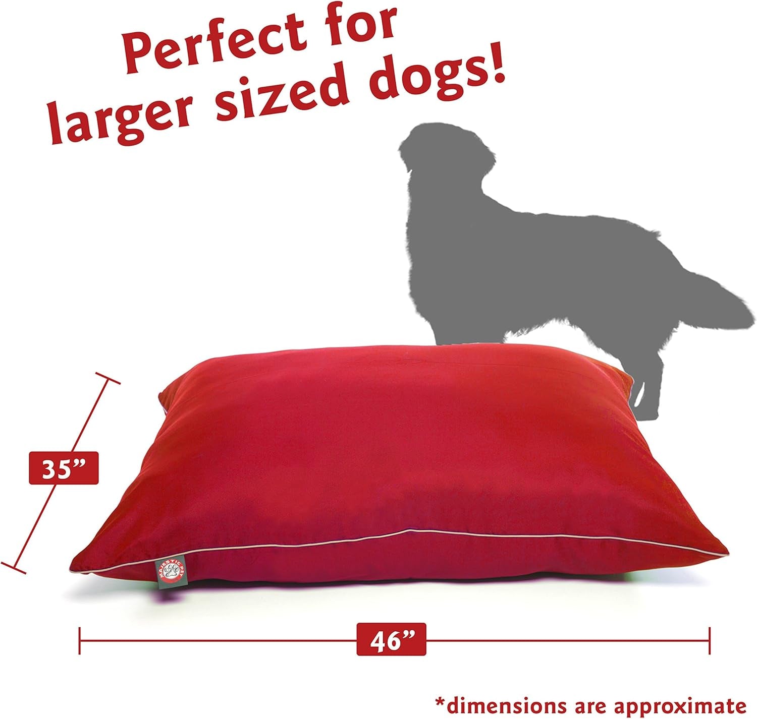 Rectangle Large Dog Bed Washable – Non Slip Comfy Pet Bed – Dog Crate Bed Super Value Pillow Dog Bed – Dog Kennel Bed for Sleeping - Dog Bed Large Breed 46 X 35 Inch – Solid Red
