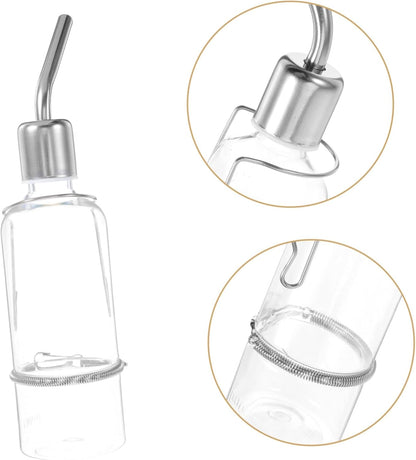 Bird Water Bottle-Squirrel Rabbit Stainless Steel Drinking Fountains Water Feeder Hamster Chinchilla Guinea Drinking Water Bottle Pet Supplies-Size S (180Ml)