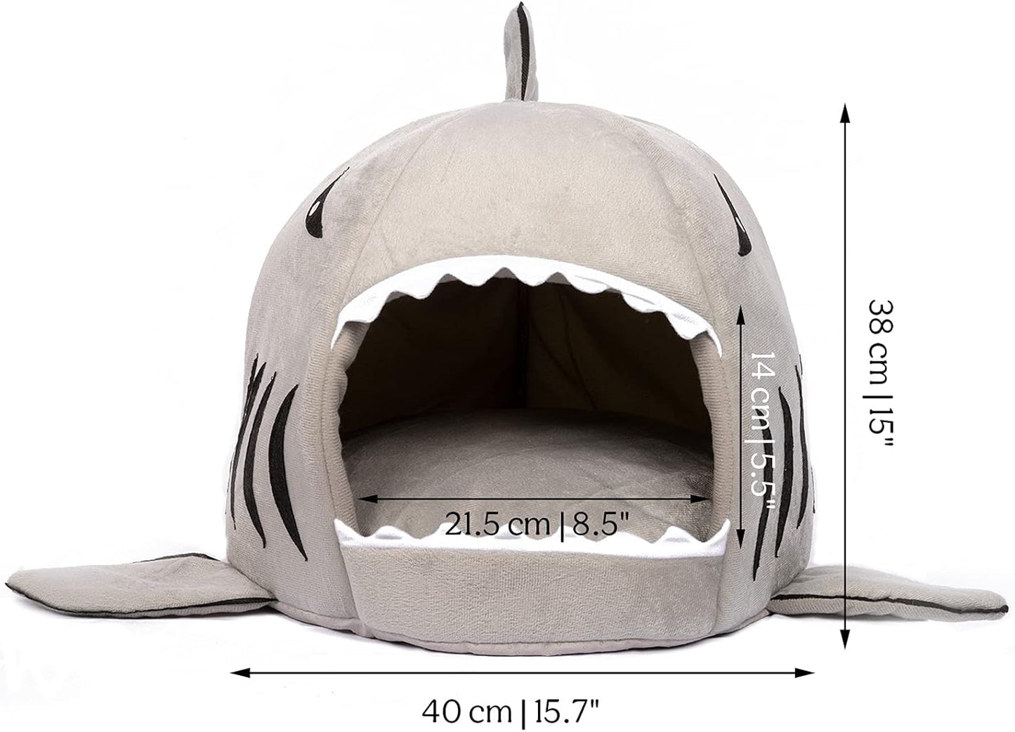 Cute Shark Cat Bed - Cartoon Dog House, Removable and Washable Cushion, Cute Soft Pet Bed Mat (Shark, Medium)