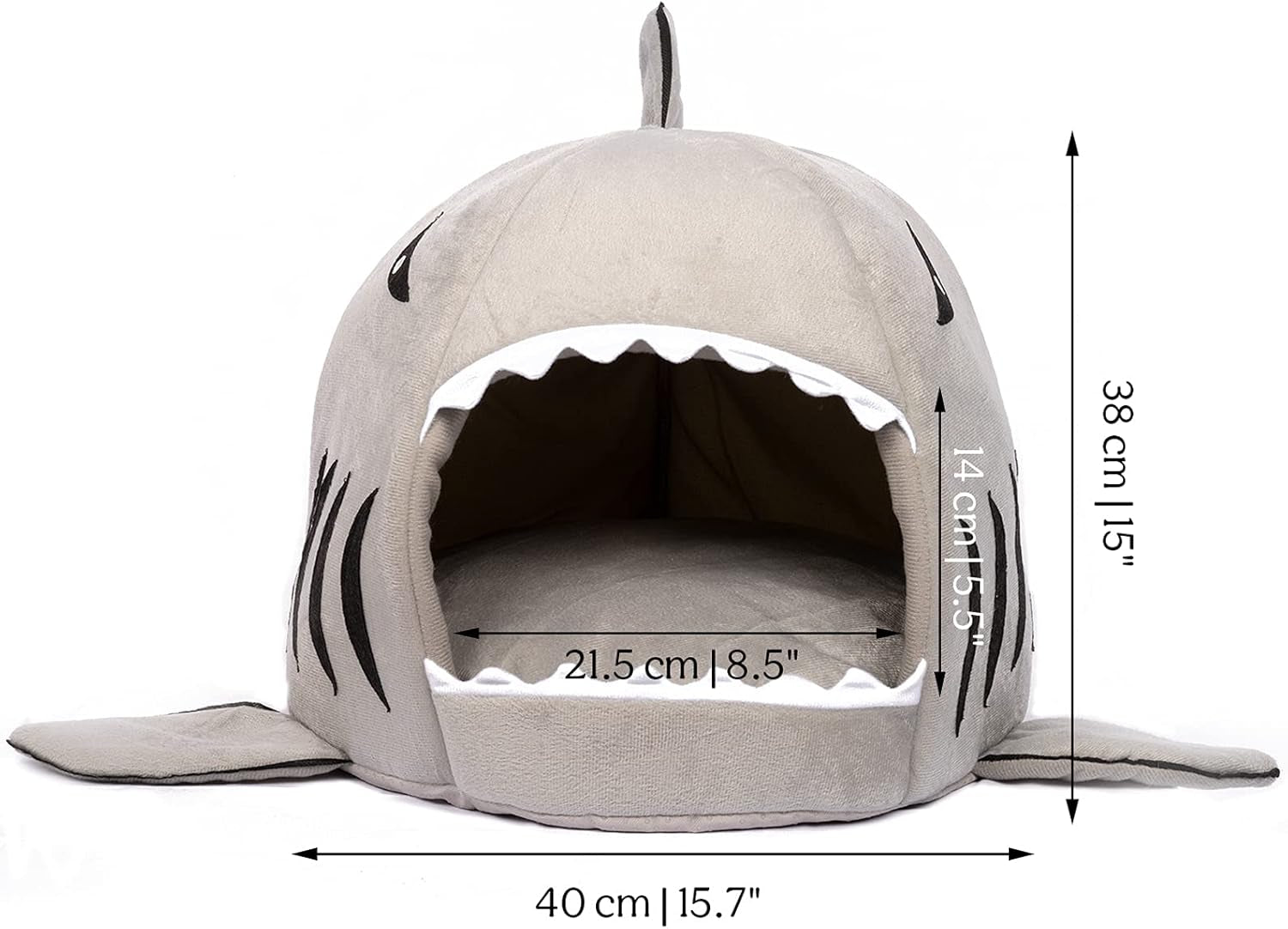 Cute Shark Cat Bed - Cartoon Dog House, Removable and Washable Cushion, Cute Soft Pet Bed Mat (Shark, Medium)