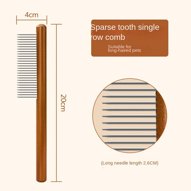 3Pcs Solid Wood Cat Combs, Stainless Steel Teeth for Cat Dog Rabbit Massage, Flea Lice Comb Removes Mats, Tangles and Loose Fur, Grooming Comb for Small Medium Pets