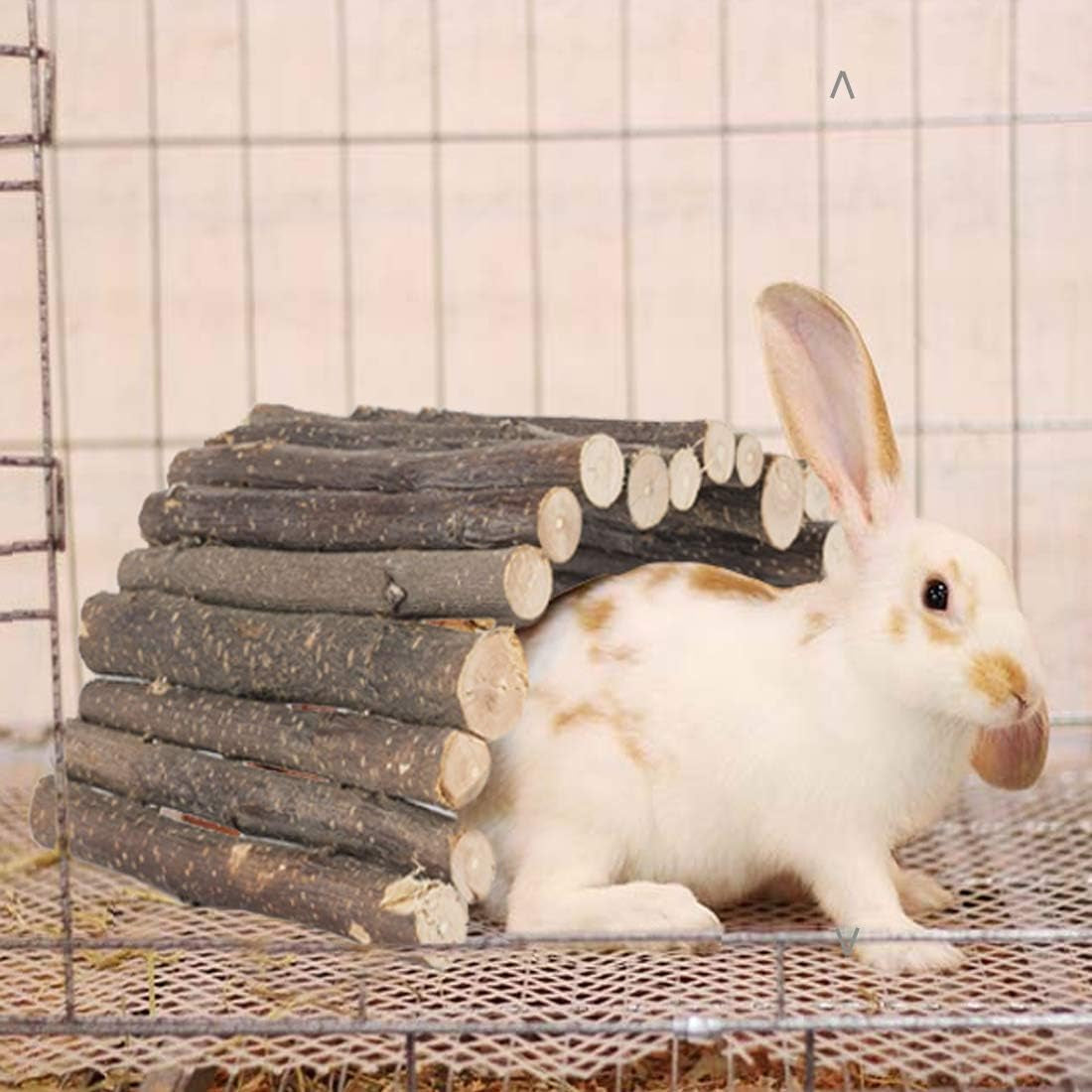 Bunny Extra Large Ladder, 11.8 in X 20 in Wooden DIY Toy Rodents Chewing & Climbing Bridge Chinchillas Cage Tunnel/Hideout/Hut/Ramp/Divider for Small Animal Guinea Pig