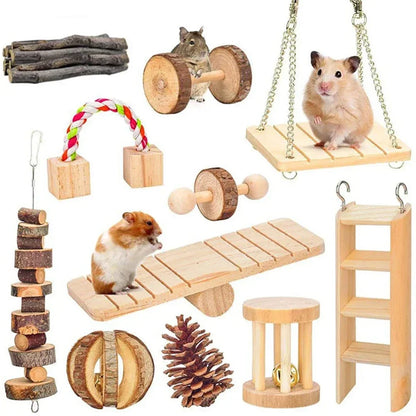 1Pc Hamster Toys Rat Toys Chinchilla Toys Hamster Chew Toys Cage Accessories Apple Wood Sticks Ladder Bell Roller for Gerbil Guinea Pigs and Other Small Animal